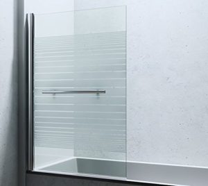 Badewannenabtrennung teilsatiniert, 6 mm Sicherheitsglas, verchromt