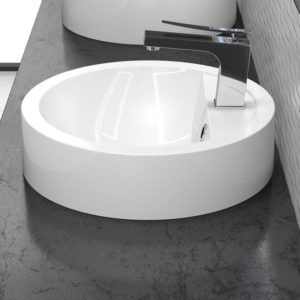 Waschtisch Waschbecken Mineralguss weiß Aufsatzwaschbecken 43cm