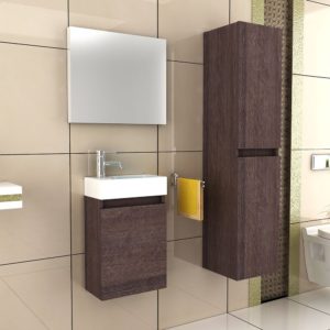 Waschbecken massiver Mineralguss + Unterschrank Lugano 400 Alamo Eiche 