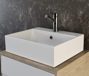 VILSTEIN Aufsatzwaschbecken Keramikwaschbecken Waschtisch eckig weiss 50 cm