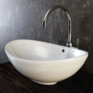 VILSTEIN© Keramik Waschbecken Aufsatz-Waschbecken Aufsatz-Waschschale Waschtisch oval weiß 60 cm